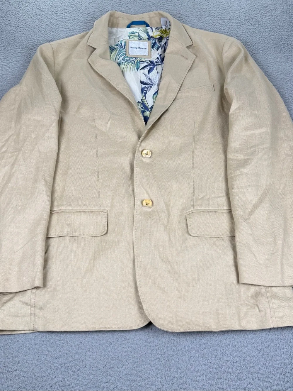 Tommy Bahama Mahalo Bay IslandZone Blazer Mens L Beige Linen Blend Unstructured